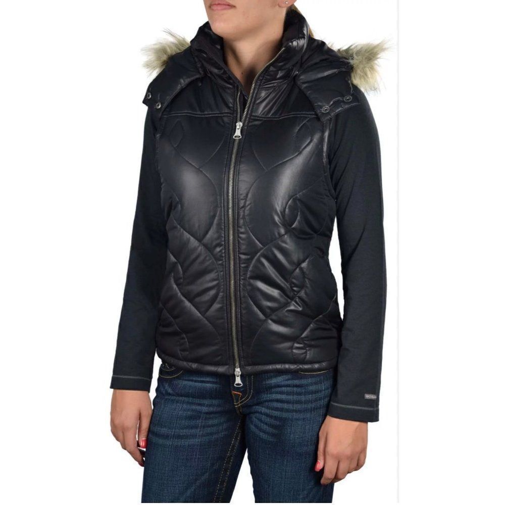 Vans Black Fort Greene Puffer Vest with Removable Faux Fur Hoodie Size XL